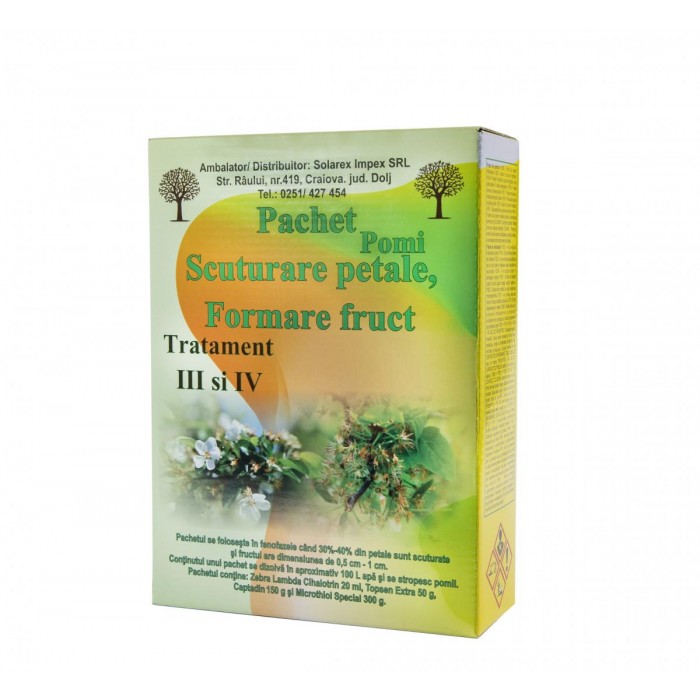 Pachet tratament III și IV pomi- scuturare petale 30%-40%, formare fruct 0.5cm- 1cm